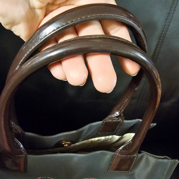 Tory Burch Brown Nylon Leopard Heart Tote Handbag EUC - Picture 5 of 16